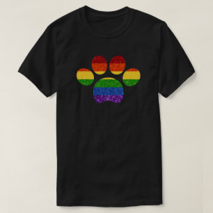 LGBT Glitter Rainbow Paw Print T-Shirt