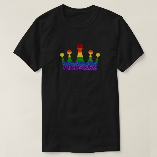 LGBT Glitter Rainbow Pride Crown T-Shirt (Design Front)