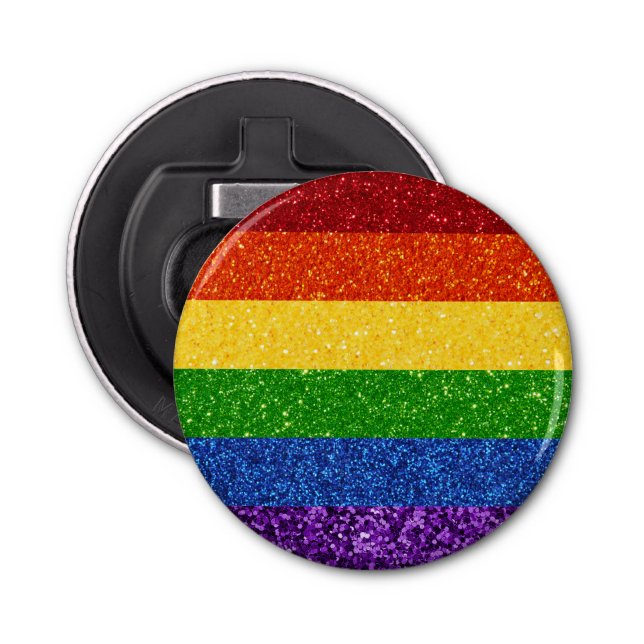 LGBT Glitter Rainbow Pride Flag Bottle Opener (Front)
