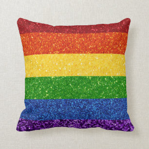 LGBT Glitter Rainbow Pride Flag Cushion