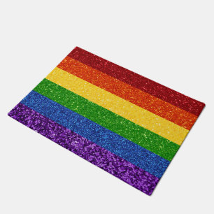 LGBT Glitter Rainbow Pride Flag Doormat