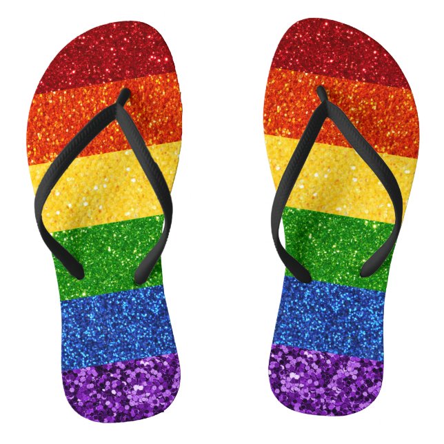 LGBT Glitter Rainbow Pride Flag Flip Flops (Footbed)