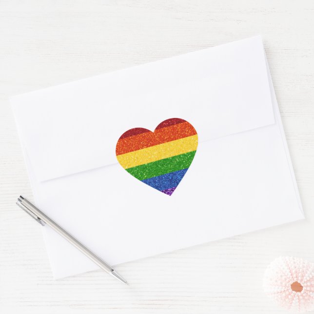 LGBT Glitter Rainbow Pride Flag Heart Sticker (Envelope)
