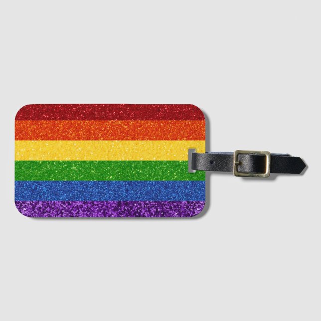 LGBT Glitter Rainbow Pride Flag Luggage Tag (Front Horizontal)