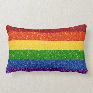 LGBT Glitter Rainbow Pride Flag Lumbar Cushion