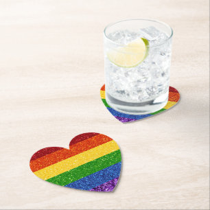 LGBT Glitter Rainbow Pride Flag Paper Coaster