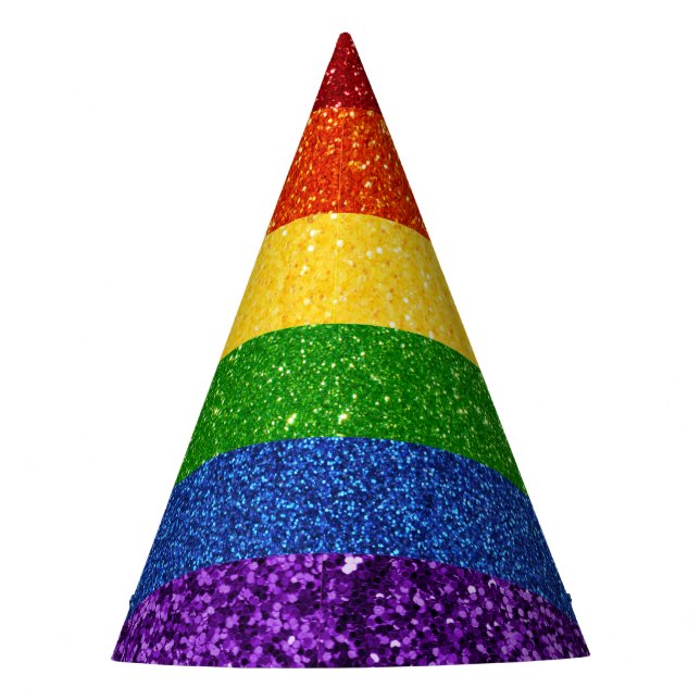 LGBT Glitter Rainbow Pride Flag Party Hat (Front)