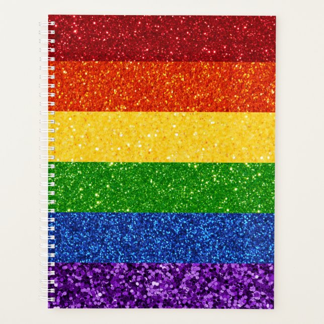 LGBT Glitter Rainbow Pride Flag Planner (Front)
