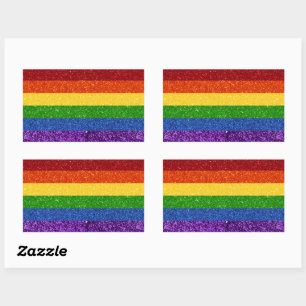 LGBT Glitter Rainbow Pride Flag Rectangular Sticker