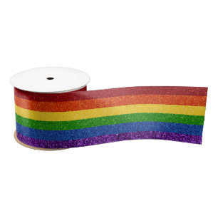 LGBT Glitter Rainbow Pride Flag Satin Ribbon