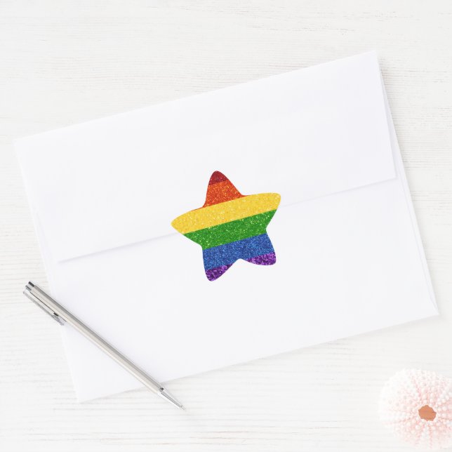 LGBT Glitter Rainbow Pride Flag Star Sticker (Envelope)