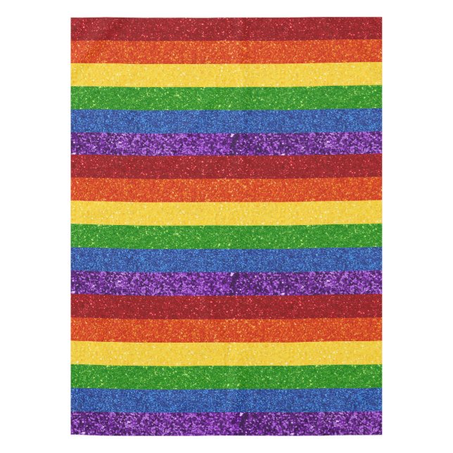 LGBT Glitter Rainbow Pride Flag Tablecloth (Front)