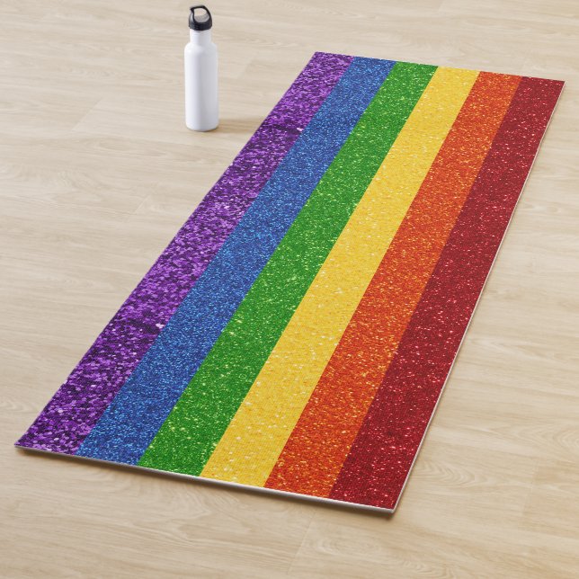 LGBT Glitter Rainbow Pride Flag Yoga Mat (In Situ)