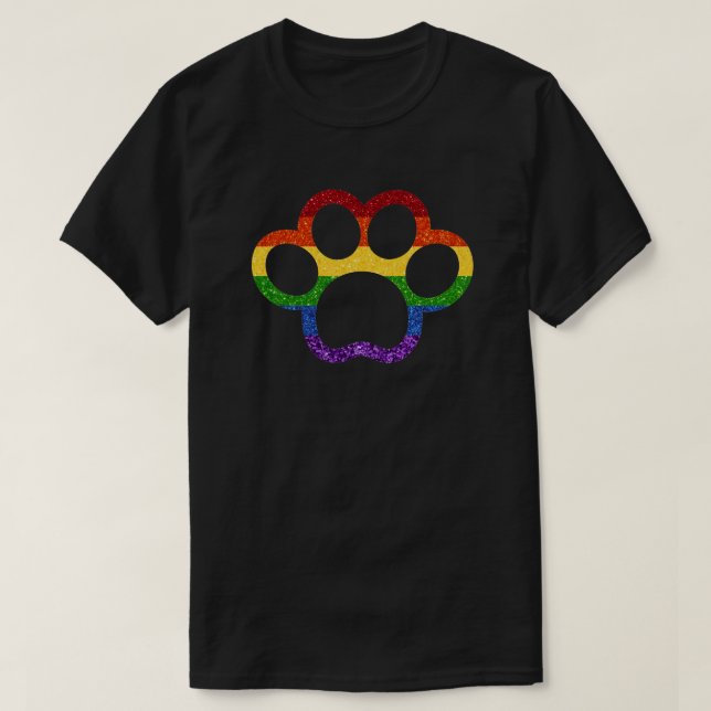 LGBT Glitter Rainbow Pride Paw T-Shirt (Design Front)
