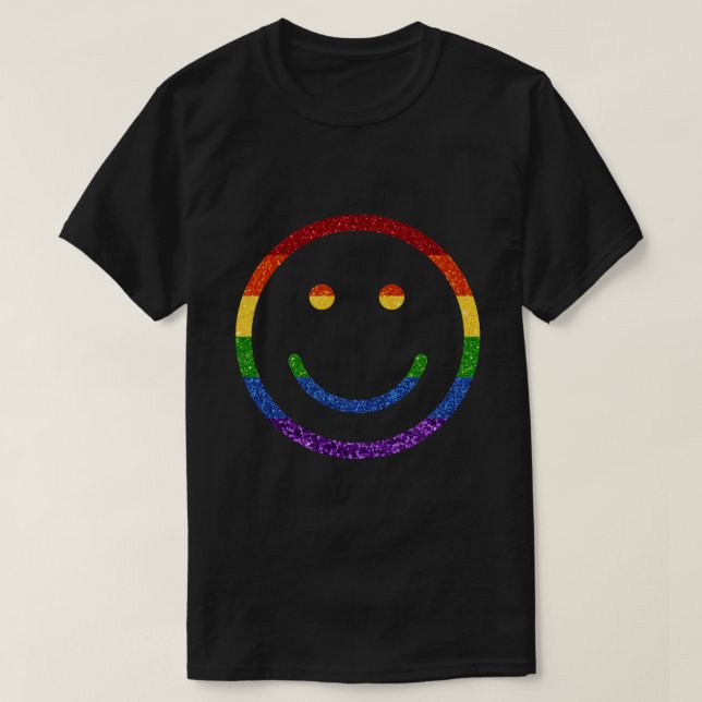 LGBT Glitter Rainbow Pride Smile T-Shirt (Design Front)