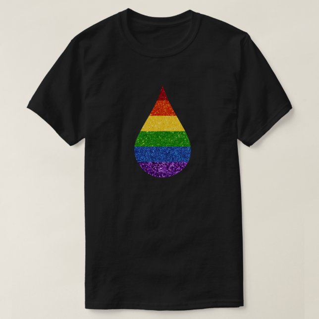 LGBT Glitter Rainbow Teardrop T-Shirt (Design Front)