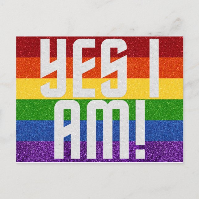 LGBT Glitter Yes I Am! Coming Out Card (Front)