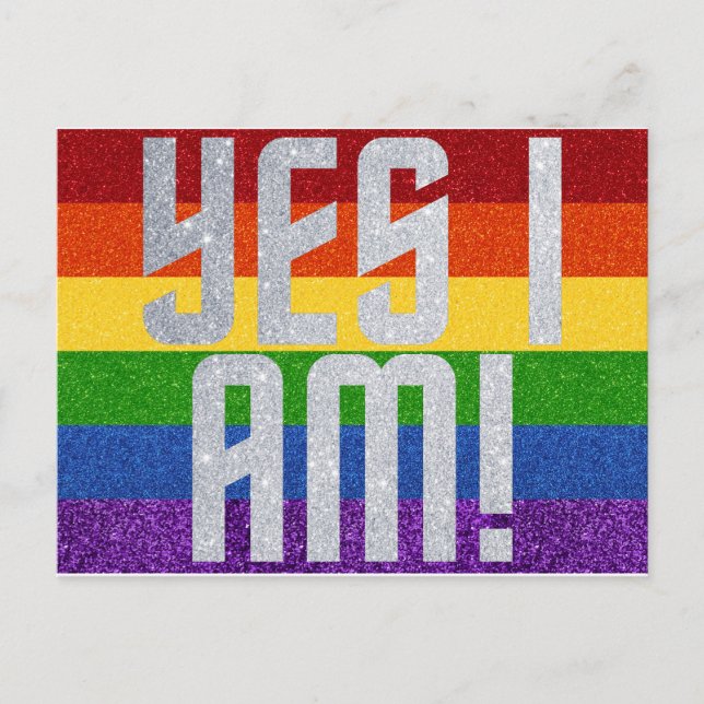LGBT Glitter Yes I Am! Coming Out Card (Front)