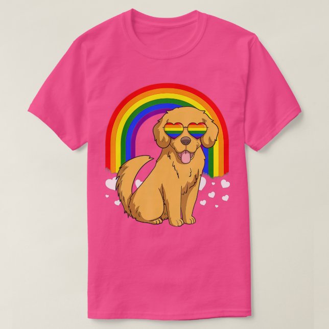 LGBT Golden Retriever Dog Gay Pride Rainbow LGBTQ  T-Shirt (Design Front)