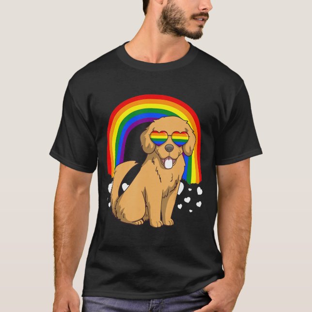 Lgbt Golden Retriever Dog Gay Pride Rainbow Lgbtq  T-Shirt (Front)