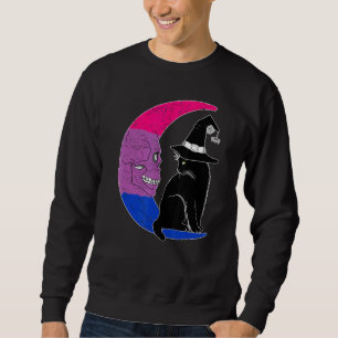Lgbt Halloween Bisexual Moon Space Blackcat Witche Sweatshirt
