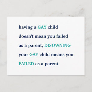 LGBT Having A Gay Child Love Pride Parenting Quote Postcard