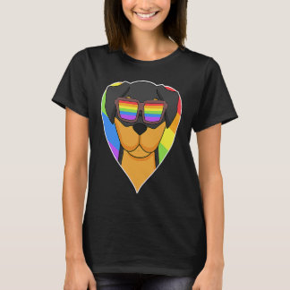 LGBT Heart Love Gay Pride Rainbow Animal Rottweile T-Shirt