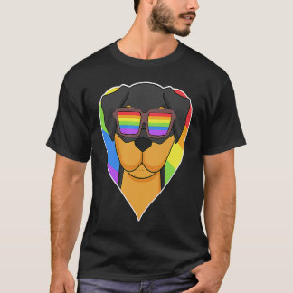 LGBT Heart Love Gay Pride Rainbow Animal Rottweile T-Shirt