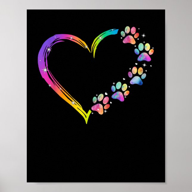 LGBT Heart Rainbow Dog Paw LGBT Pride LGBT Support Poster (Front)