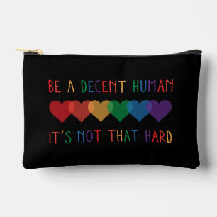 LGBT Heart Retro Be A Decent Human It's Not That Accessory Pouch