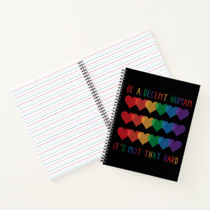 LGBT Heart Retro Be A Decent Human It's Not That Notebook