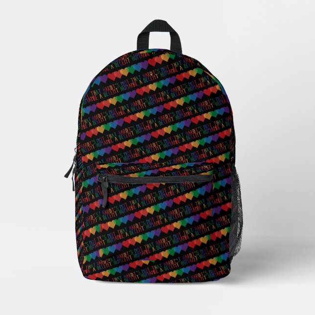 LGBT Heart Retro Be A Decent Human It's Not That Printed Backpack (Front)