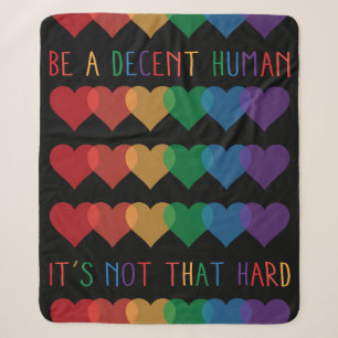LGBT Heart Retro Be A Decent Human It's Not That Sherpa Blanket