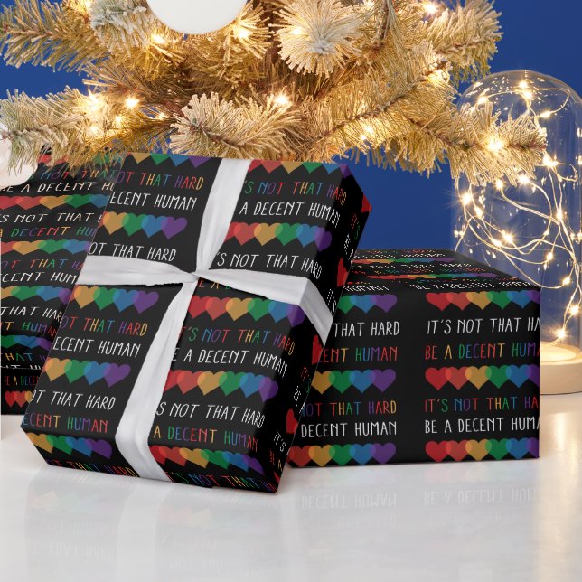 LGBT Heart Retro Be A Decent Human It's Not That Wrapping Paper (Holidays)