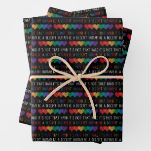 LGBT Heart Retro Be A Decent Human It's Not That Wrapping Paper Sheet