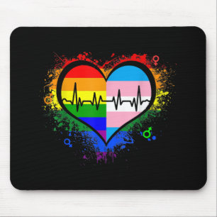 LGBT Heartbeat EKG Shirt Gay Lesbian Transgender L Mouse Mat