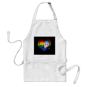 LGBT Heartbeat EKG Shirt Gay Lesbian Transgender L Standard Apron