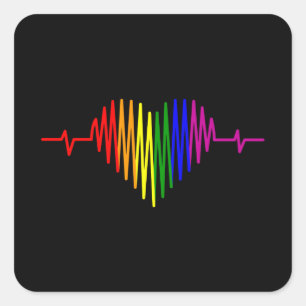 LGBT Heartbeat LGBT Pride Month LGBTQ Rainbow Flag Square Sticker