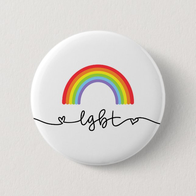 LGBT Hearts & Rainbows 6 Cm Round Badge (Front)
