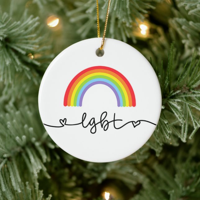 LGBT Hearts & Rainbows Ceramic Tree Decoration (Tree)