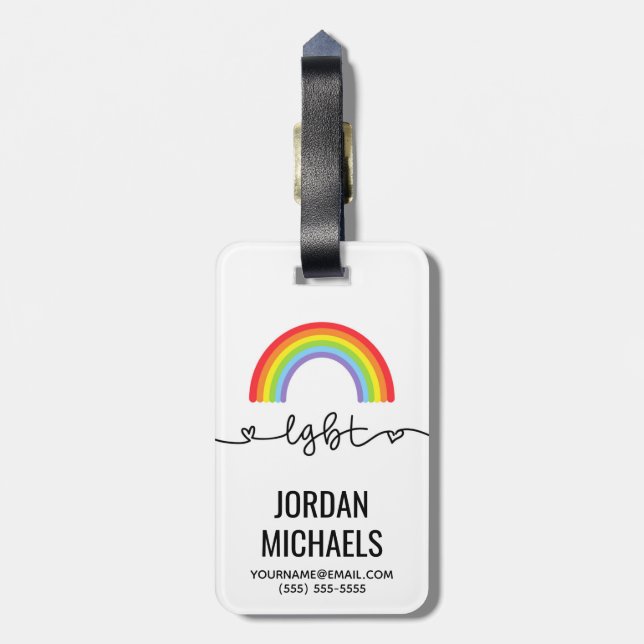 LGBT Hearts & Rainbows Luggage Tag (Back Vertical)