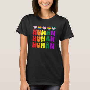 LGBT Human With Rainbow and Transgender Flag Heart T-Shirt