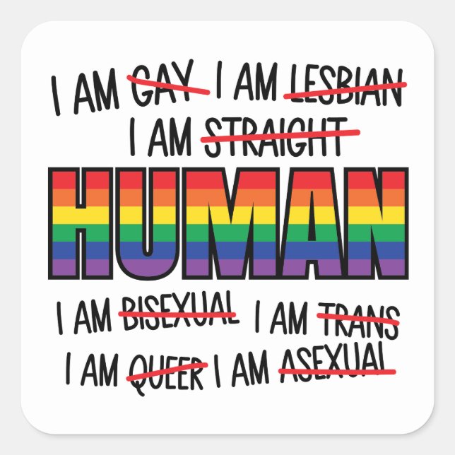 LGBT I'm gay,  I'm Human Square Sticker (Front)