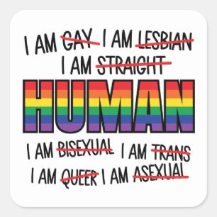LGBT I'm gay, I'm Human Square Sticker