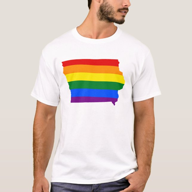 LGBT Iowa, US state flag map T-Shirt (Front)