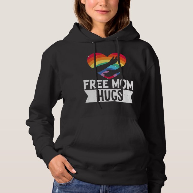 LGBT Lesbian Gay Pride Month  Free Mum Hugs Heart Hoodie (Front)