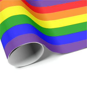 LGBT Lesbian Gay Pride Rainbow Horizontal Wrapping Paper