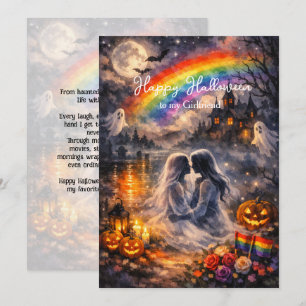 🎃🌈 LGBT Lesbian Halloween Love card