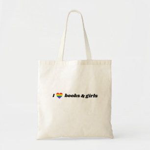 LGBT Lesbian I Love Books and Girls Tote Bag