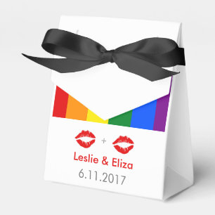 LGBT Lesbian Lips Rainbow Wedding Favour Box